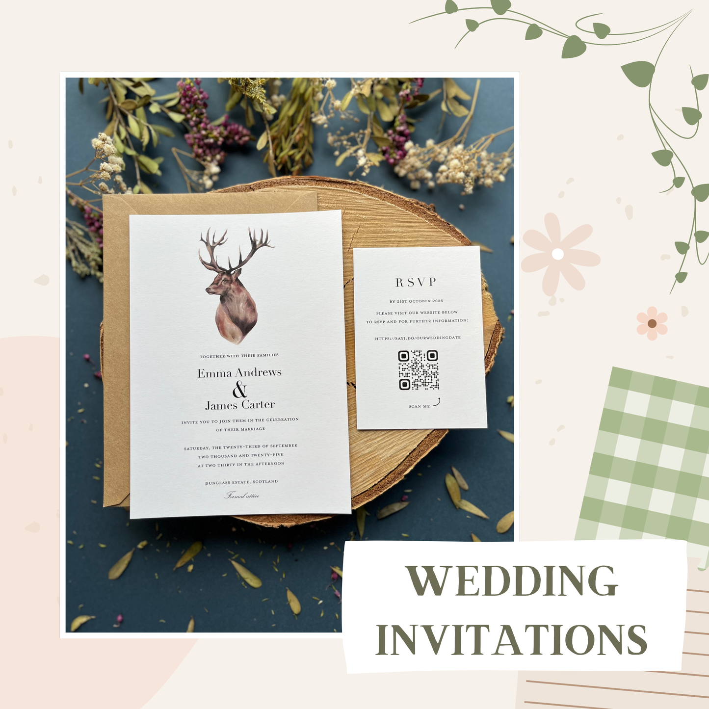 Scottish Stag Wedding Invitation