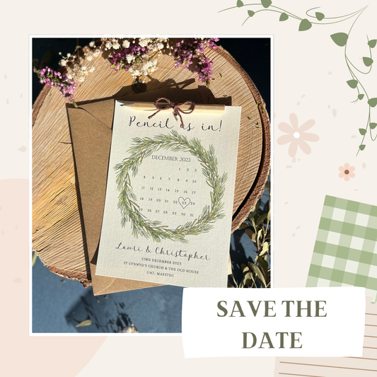 Winter Wedding Save the Date, Pencil us in Style