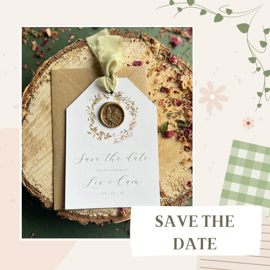 Wax Seal & Wildflower Save the Date, Luggage Tag Style