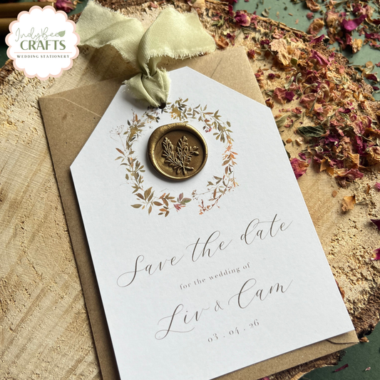 Wax Seal & Wildflower Save the Date, Luggage Tag Style