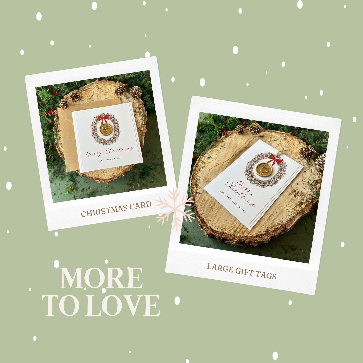 Large Wax Seal Christmas Tag with Wreath Detail