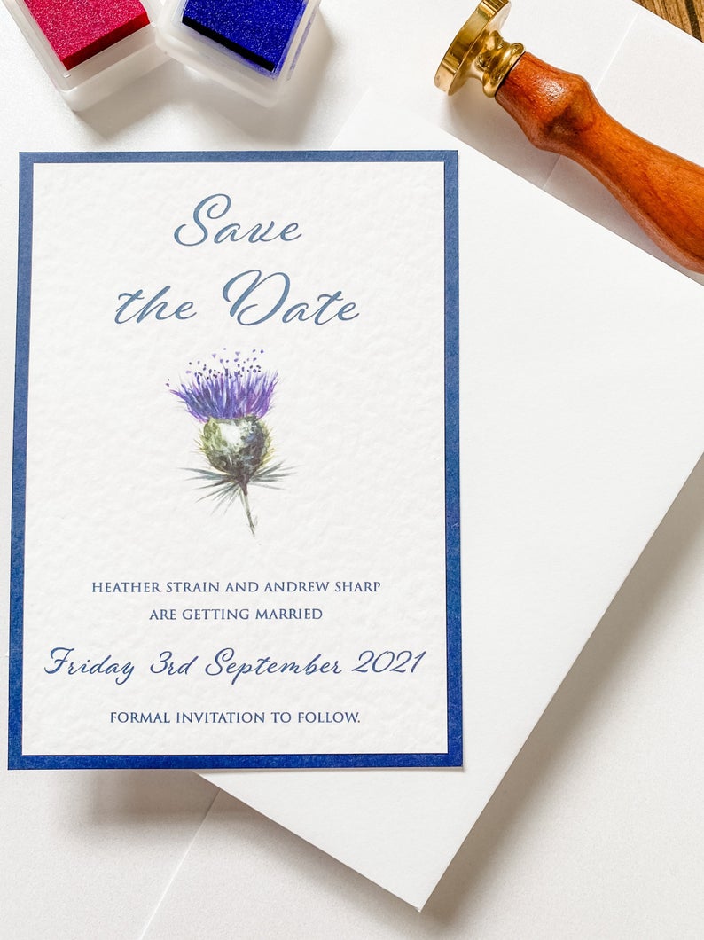 Watercolour Thistle Save the Date