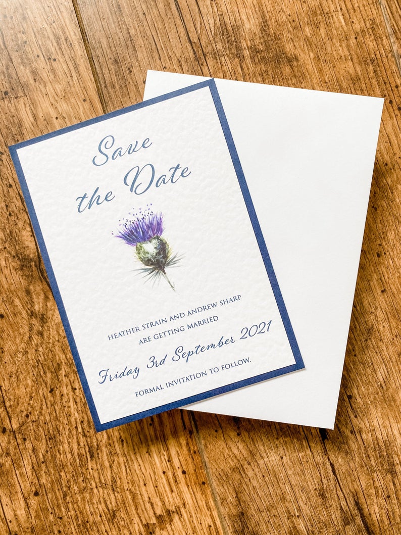 Watercolour Thistle Save the Date