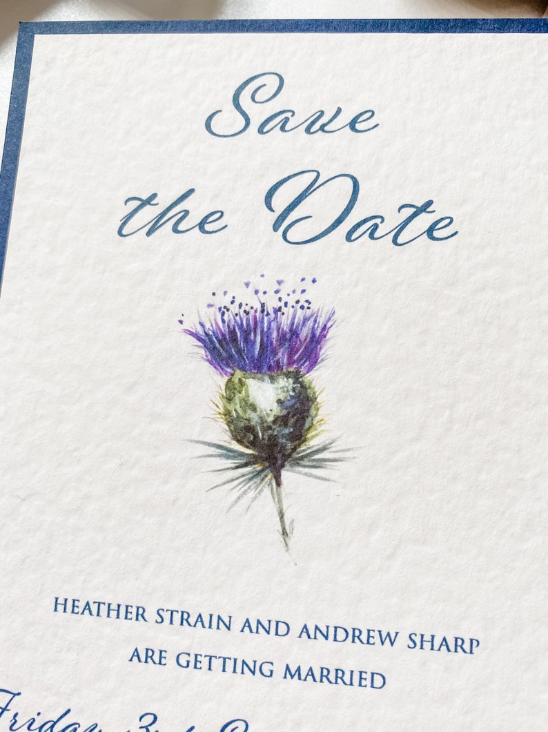 Watercolour Thistle Save the Date