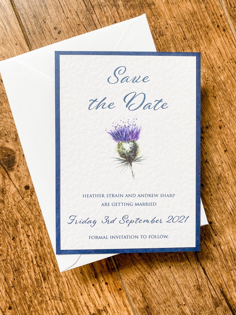 Watercolour Thistle Save the Date