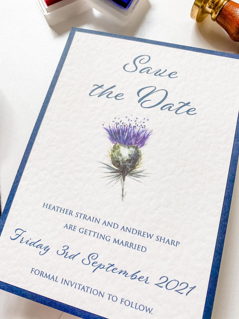 Watercolour Thistle Save the Date