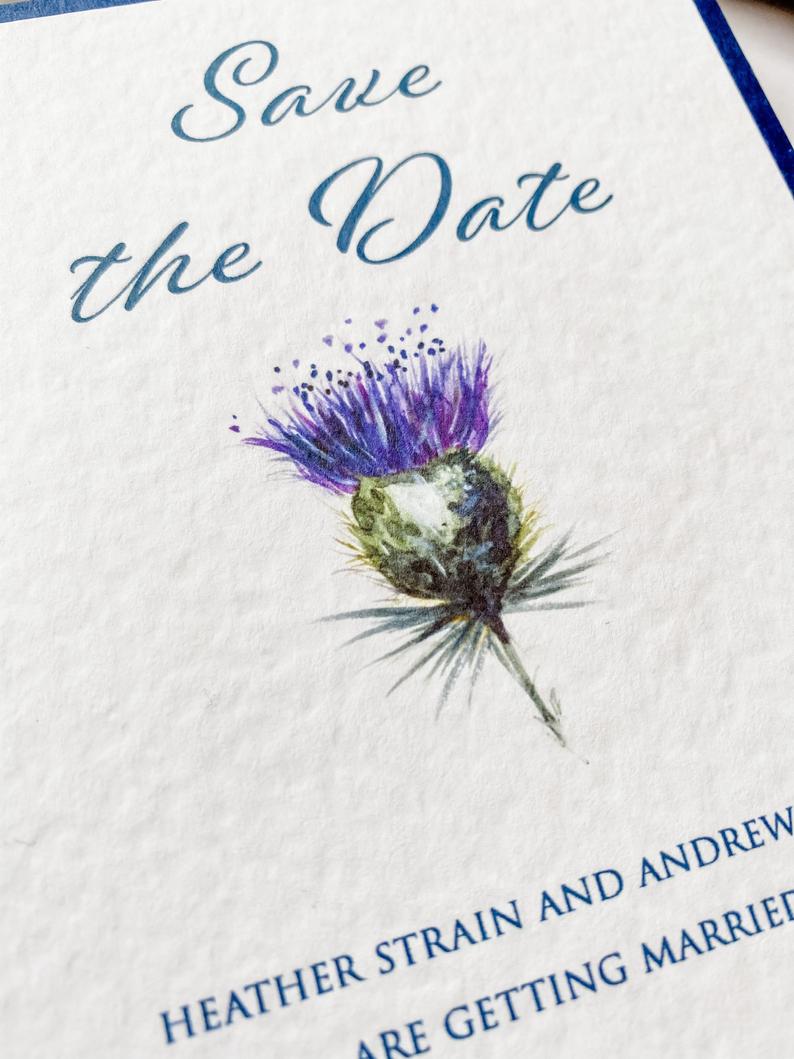 Watercolour Thistle Save the Date