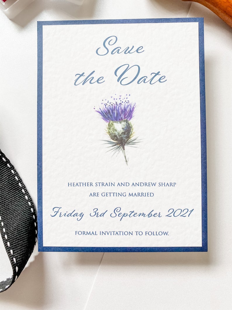 Watercolour Thistle Save the Date